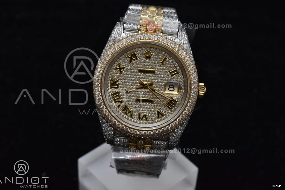 Yellow 2 Diamond DateJust TWD 41mm Gold Best Tone Version Dial Roman 0122